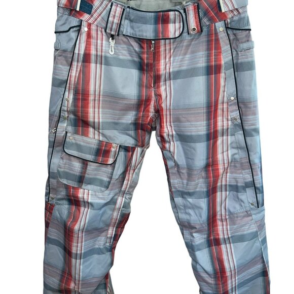 New Womens 686 Plaid Snowboard Pants Size M Gray & Red Insulated Waterproof Wint - Picture 4 of 16